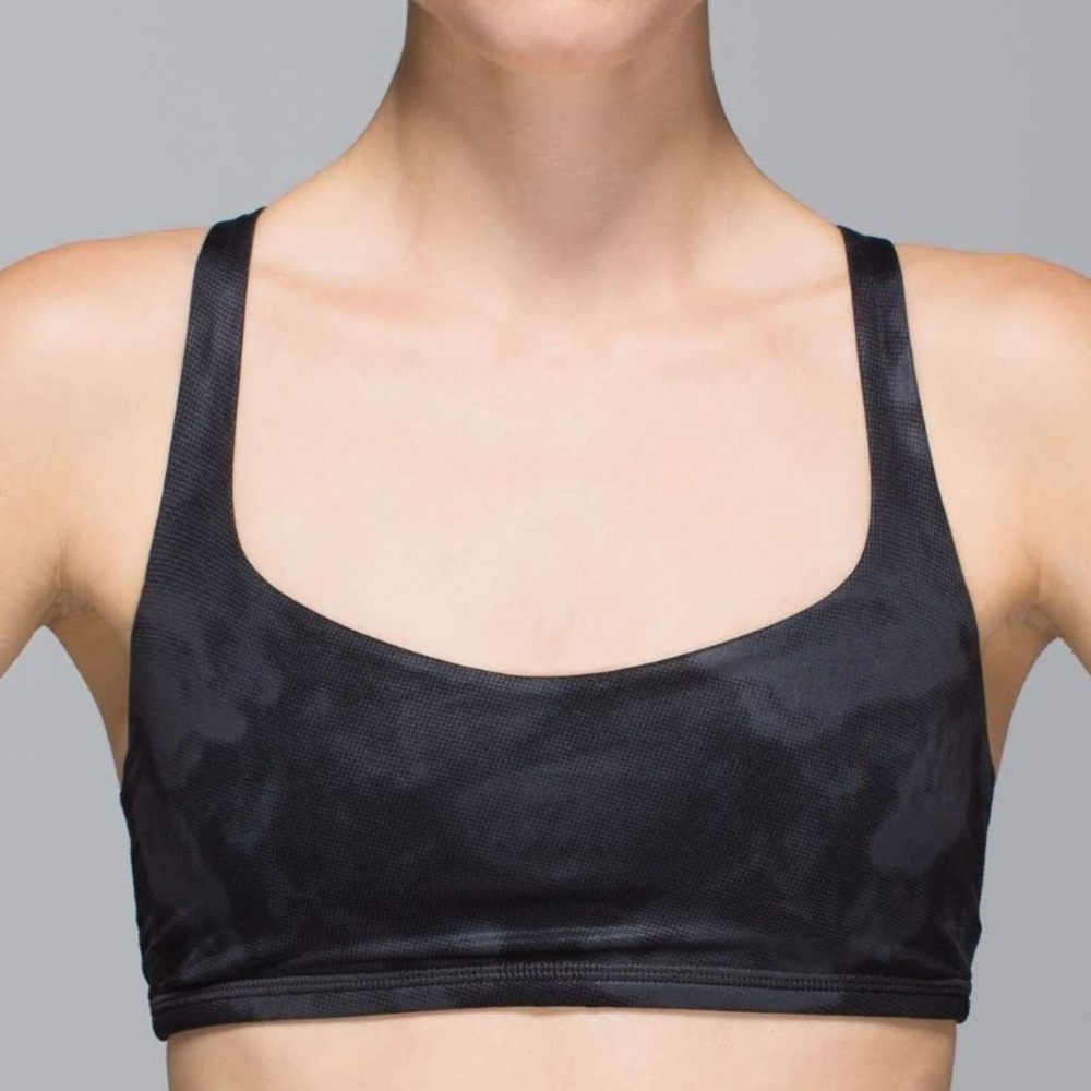 Lululemon Free To Be Grey + Black Ink Blot Bra